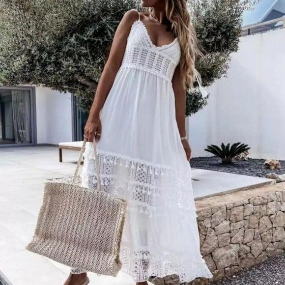 Vestido Longo Renda Guipir Festa Civil Pre Wedding Noiva