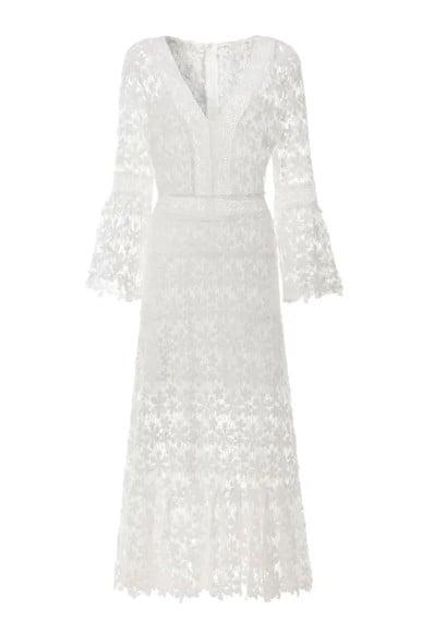 Vestido Longo Renda Guipir Madrinha Festa