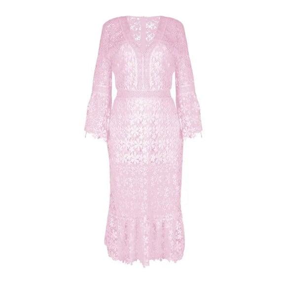 Vestido Longo Renda Guipir Madrinha Festa