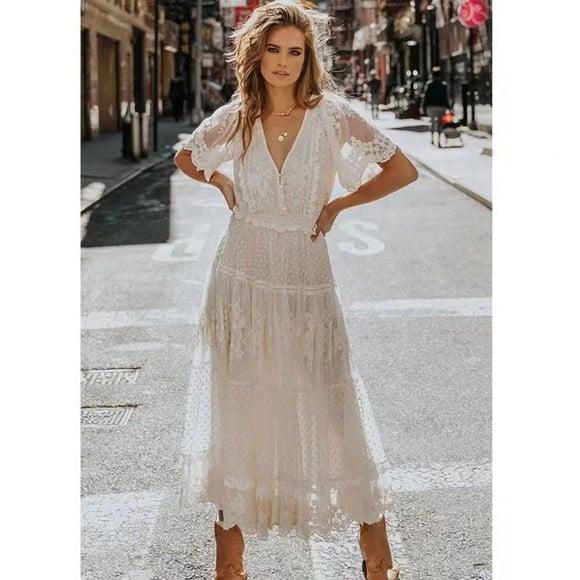 Vestido Longo Renda Tule Noiva Boyo Plus Size
