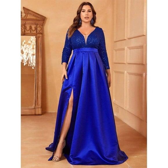 Vestido Longo Seda Cetim Renda c Paete Sob Medidas