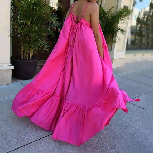 Vestido Longo Tecido Seda Amplo Plussize G4