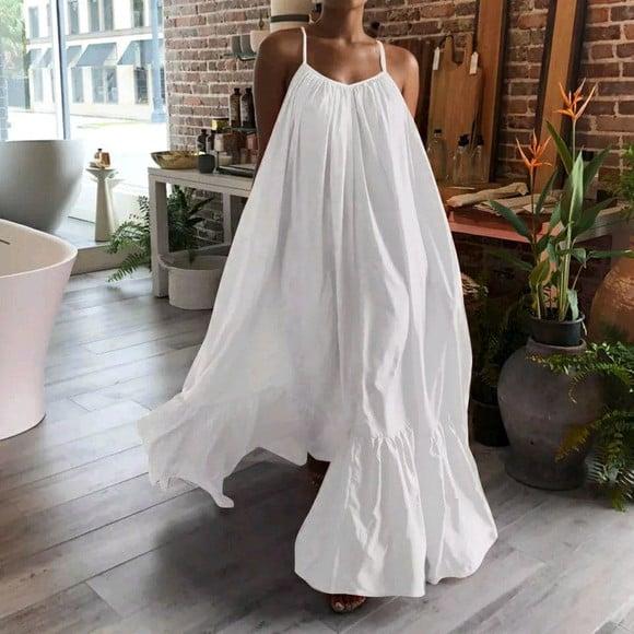 Vestido Longo Tecido Seda Amplo Plussize G4