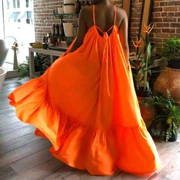 Vestido Longo Tecido Seda Amplo Plussize G4