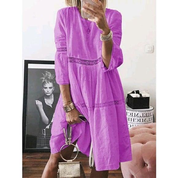 Vestido Midi Manga 3/4 Laise Renda Plussize