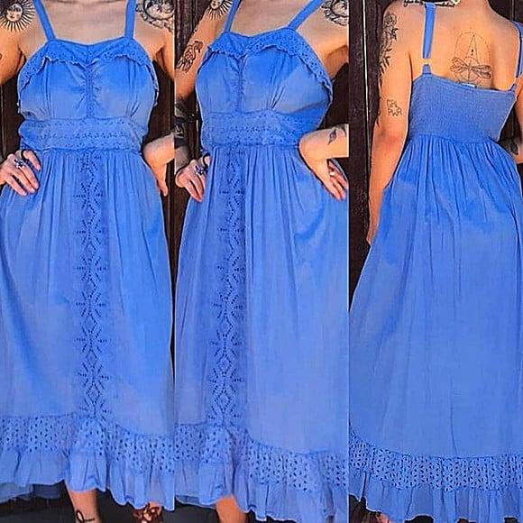 Vestido tecido laise mullet assimétrico