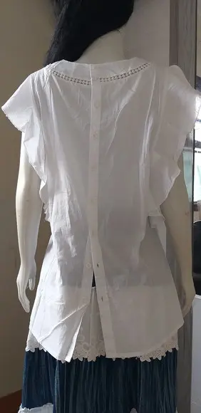 bata algodão branca laise lese manga babado