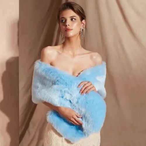 Estola Artesanal pelo Azul Tifhani