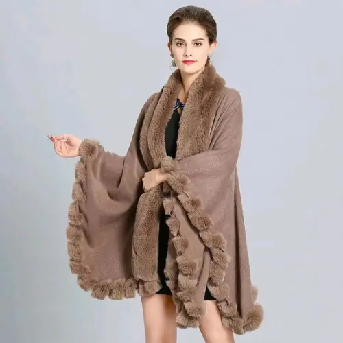 Estola Pelerine Ponche pelo Luxuosa