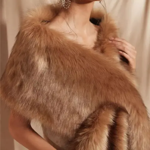 Estola pelo Alto Semelhante ao Natural Luxuosa Festa Noivado