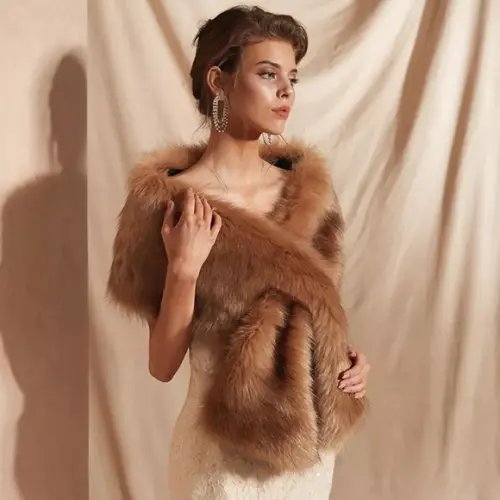 Estola pelo Alto Semelhante ao Natural Luxuosa Festa Noivado