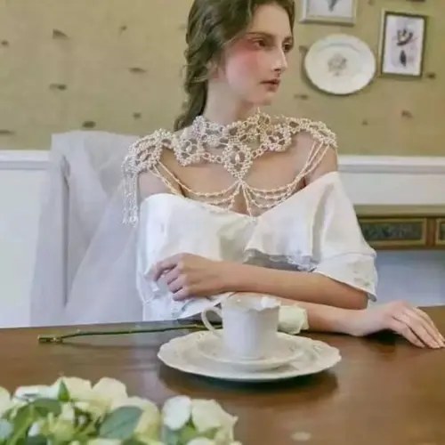 Gargantilha Bolero Artesanal Noiva Civil Casamento