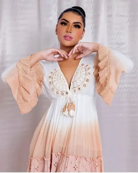 Vestido Algodão Bordado Boyo Chic Manga Flaire