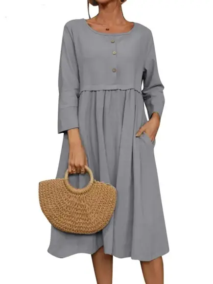Vestido Algodão Linho Manga 3/4 ou Longa Sob Medidas