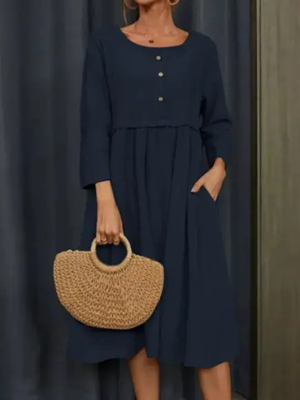 Vestido Algodão Linho Manga 3/4 ou Longa Sob Medidas