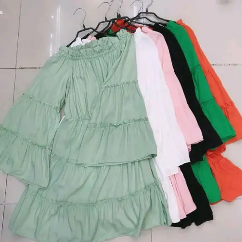 Vestido babados manga fraire branco