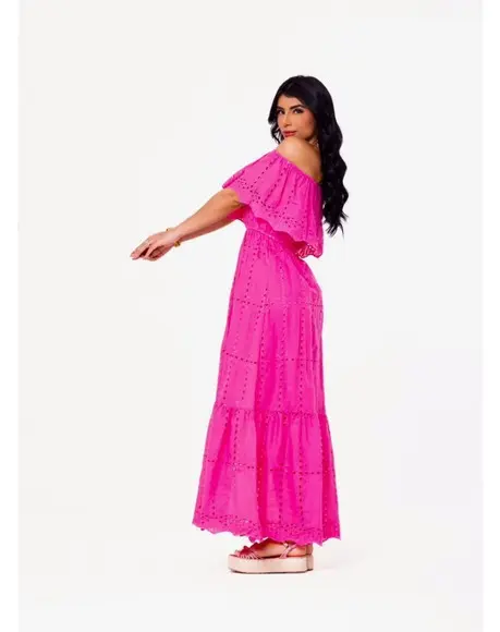 Vestido Bordado Laise Manga Ciganinha