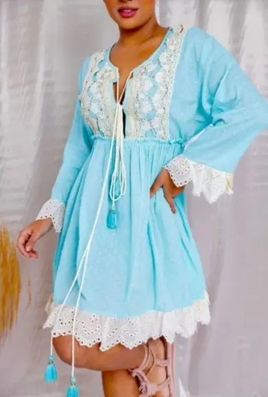 Vestido Bordado Manga Longa