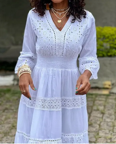 Vestido Branco Algodão Laise Civil Noiva Festa Plussize