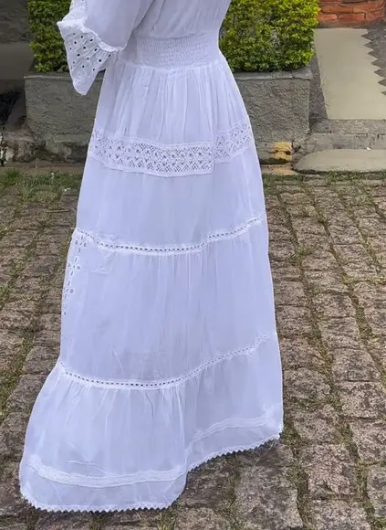 Vestido Branco Algodão Laise Civil Noiva Festa Plussize