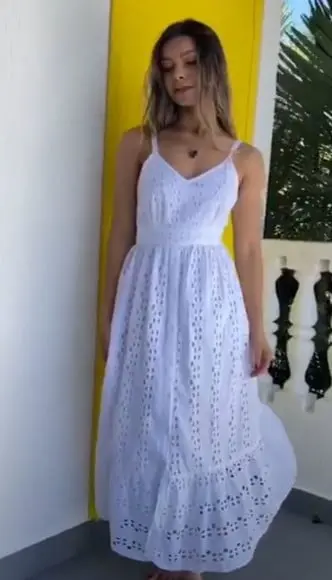 Vestido Branco Algodão Laise Festa Civil Batizado Plussize