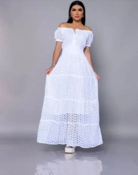 Vestido Branco Bordado Lese Casamento Civil Noivado Festa