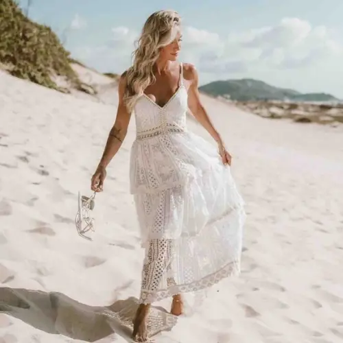 Vestido Branco Off Renda Guipir Casamento Civil Preweding