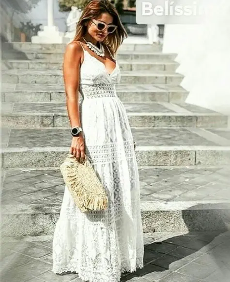 Vestido Branco Renda Grupir Longo Pre Wedding Casamento Civi