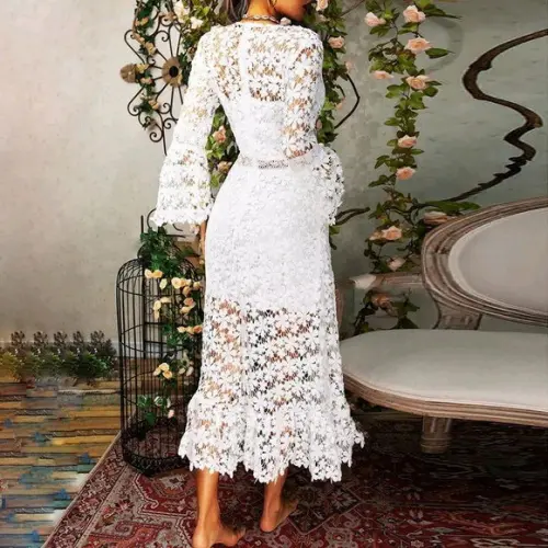 Vestido Branco Renda Guipir Civil Pre Wedding Noivado