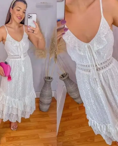 Vestido Branco Renda Grupir Réveillon