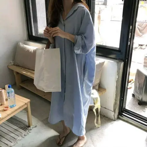 Vestido Chemise Algodão Botões Sob Medidas Plus Size