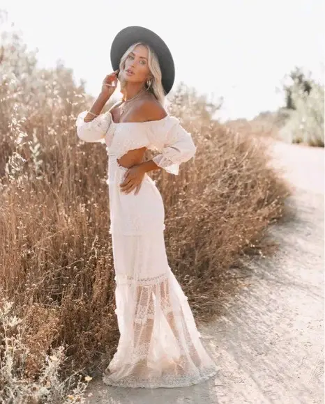 vestido branco renda manga ciganinha
