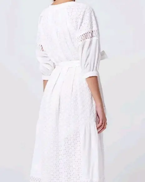 Vestido Chemise Branco Laise Lese Artesanal