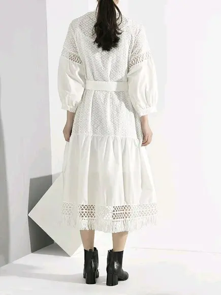 Vestido Chemise Branco Laise Lese Artesanal