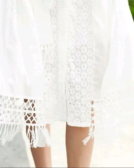 Vestido Chemise Branco Laise Lese Artesanal