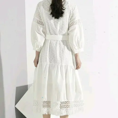 Vestido Chemise Laise Renda Guipir Faixa Artesanal