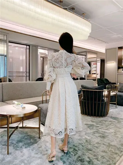 vestido de renda bordado rechilieu det artesanais luxo