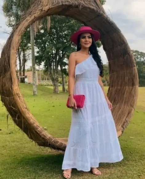 Vestido Longo Algodão Branco Lese Civil Noiva Batizado Festa