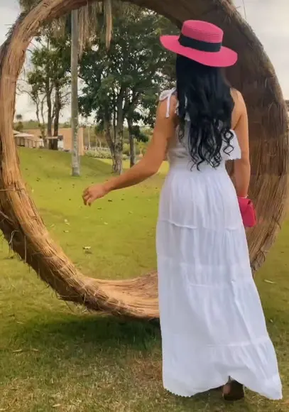 Vestido Longo Algodão Branco Lese Civil Noiva Batizado Festa