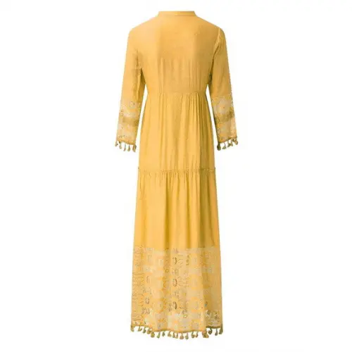 Vestido Longo Algodão Linho Renda Boyo Chic Artesanal