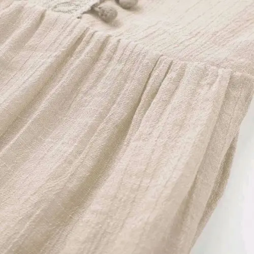 Vestido Longo Algodão Linho Renda Boyo Chic Cru