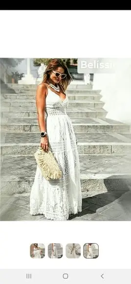 Vestido Longo Branco de Renda Casamento Civil Noiva
