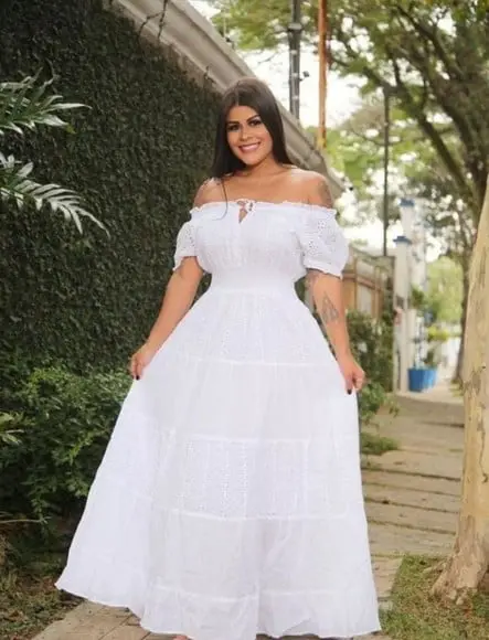 Vestido Longo Branco Laise Ciganinha Plus Sise