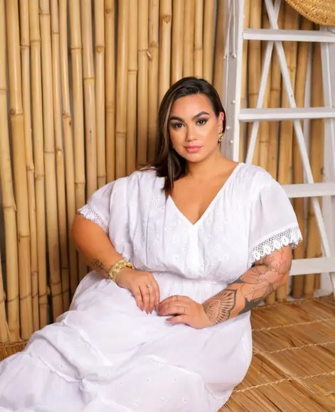 Vestido Longo Branco Laise Renda Grupir Plussize