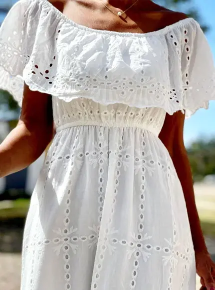 Vestido Longo Branco Lese Ciganinha Casamento Civil Noivado