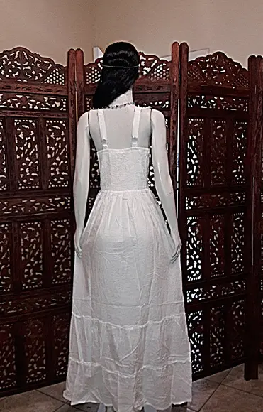 Vestido Longo Branco Lese Renda Noiva Civil Batizado Festa