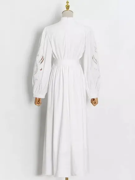 vestido longo branco manga longa civil festa
