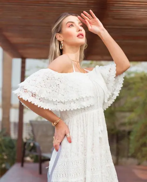 Vestido Longo Branco Renda Guipir Civil Pre Wedding Noiva