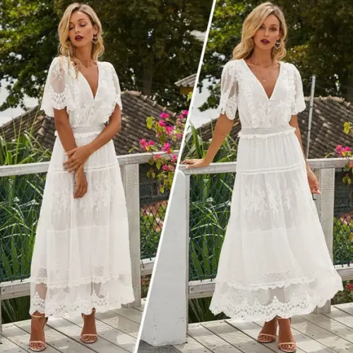 Vestido Longo Branco Renda Tule Noiva Boyo Plus Size