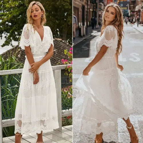 Vestido Longo Branco Renda Tule Noiva Boyo Civil Sob Medidas